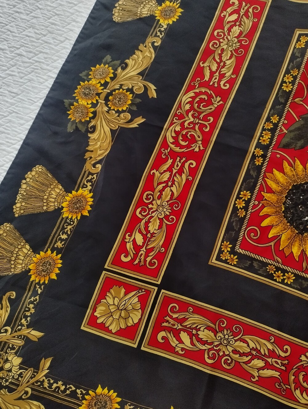 Vintage Hermes Paris Silk Scarf Sunflower Design Scarf Floral - Picture 4 of 12